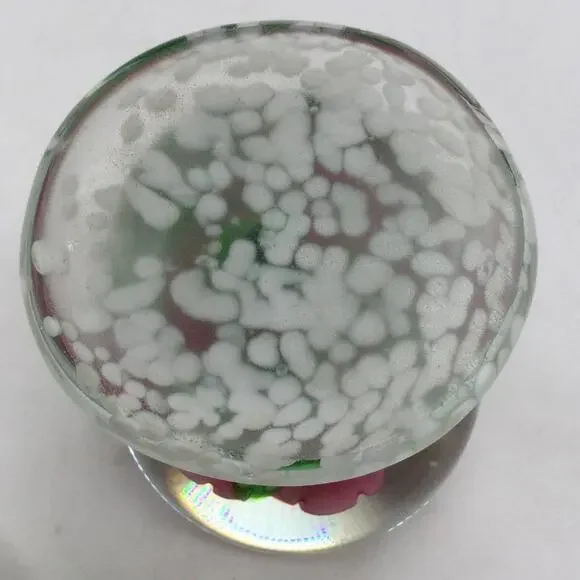 VTG Chinese Art Glass Rose Paperweight - Picture 6 of 7